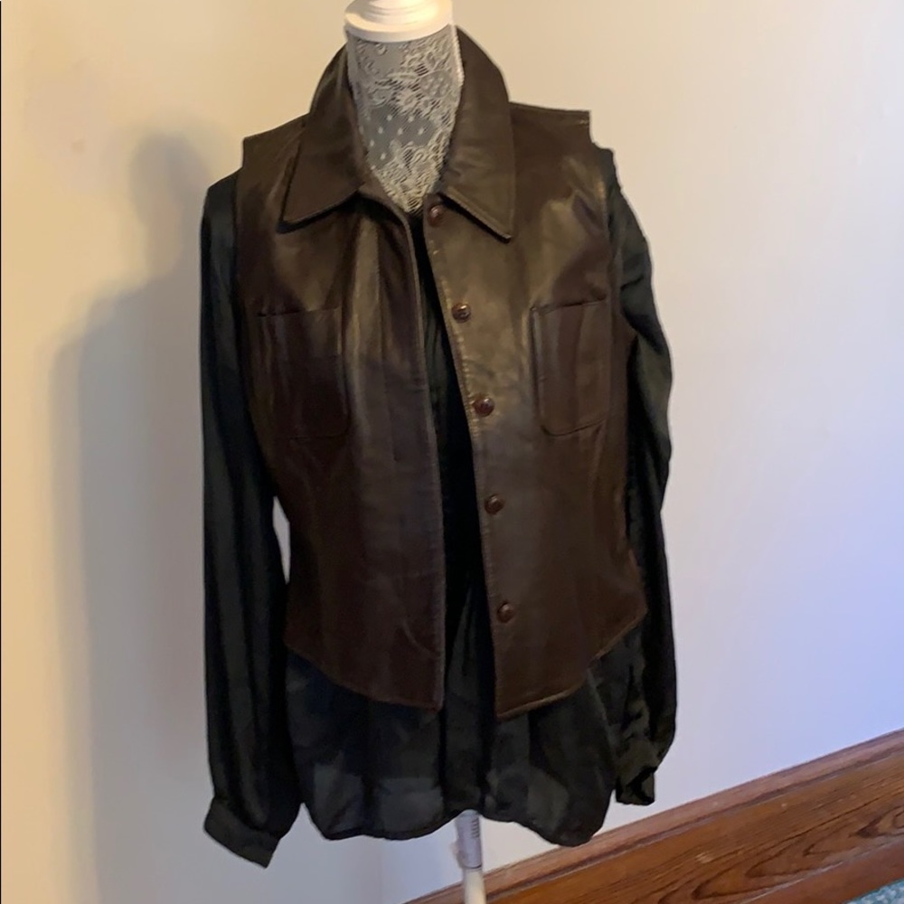 Ann Taylor brown leather vest